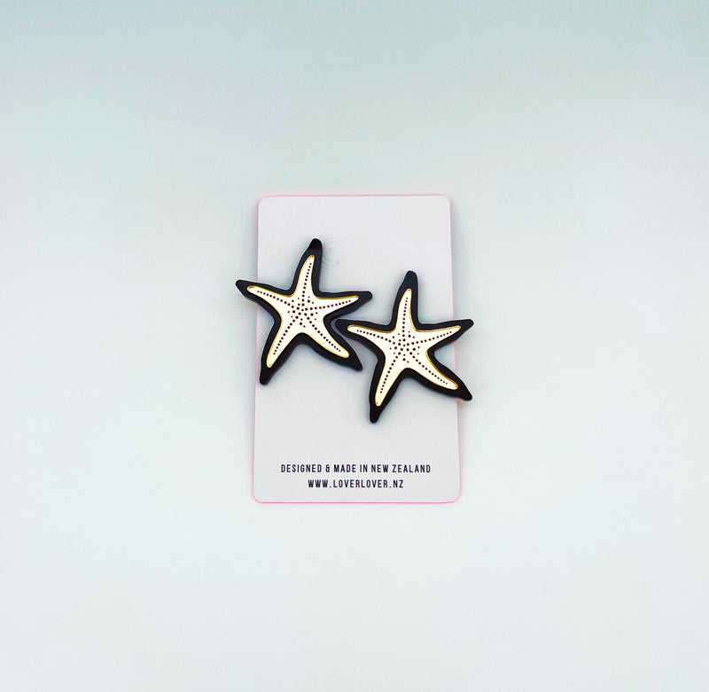 STARFISH STUD LARGE Black-silver