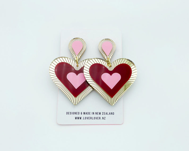 Clementine Statement Earrings Pink-Burgundy-Gold