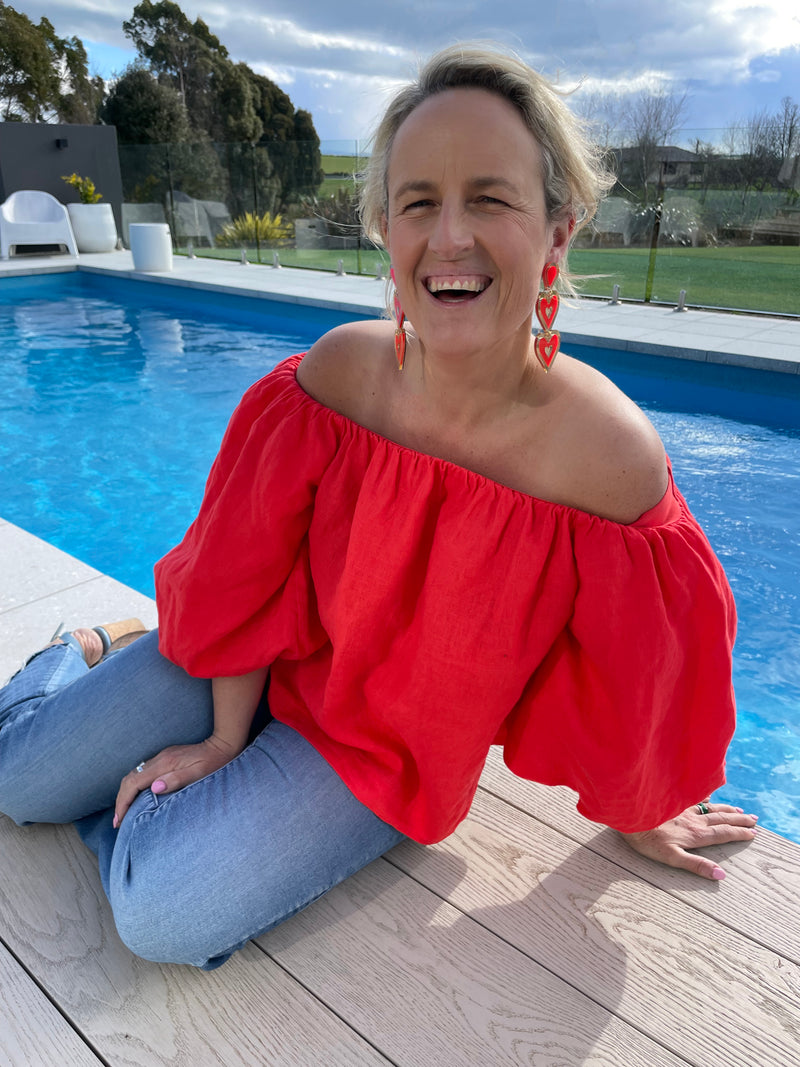 Freina Double drop - Scarlet Red - Gold