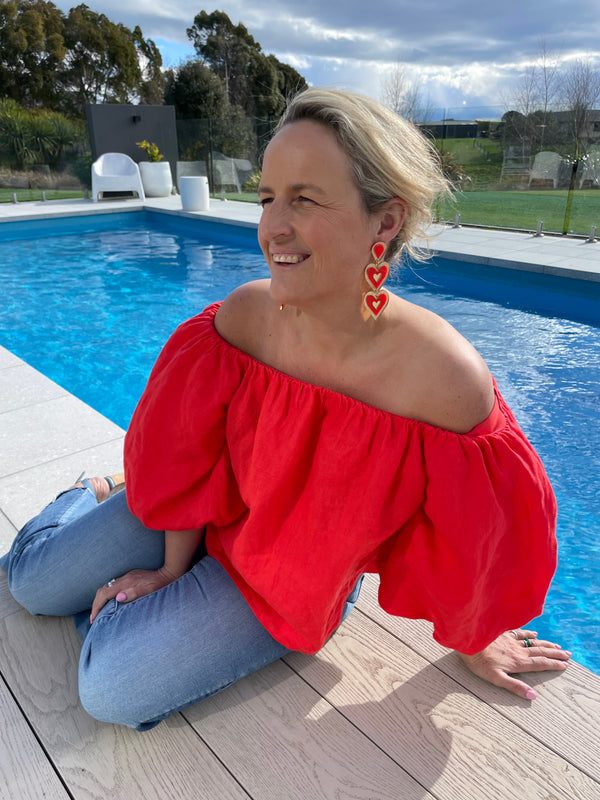 Freina Double drop - Scarlet Red - Gold