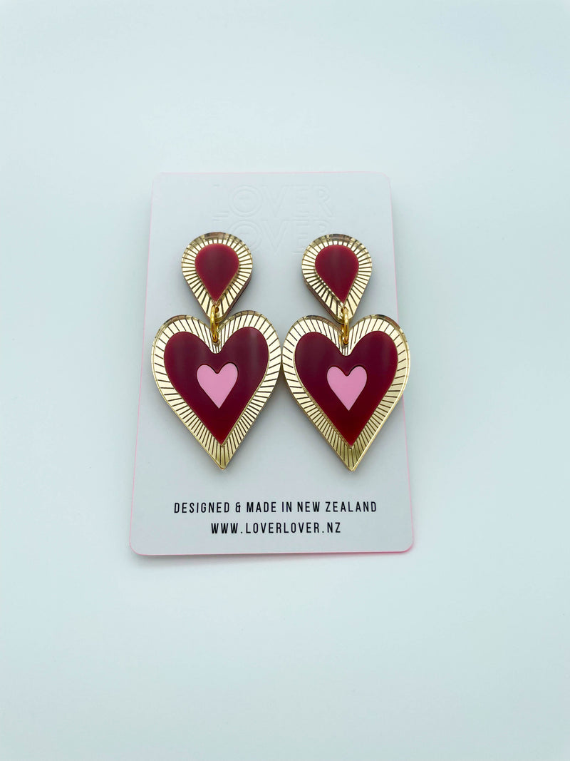 Freina Single Drop Burgundy-pink-Gold