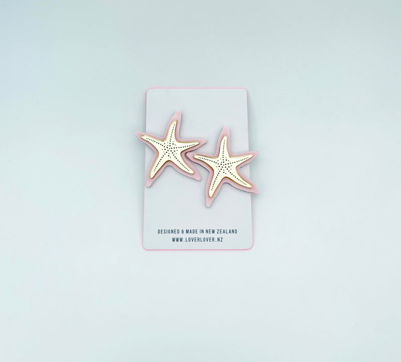 STARFISH STUD LARGE Milkshake-silver