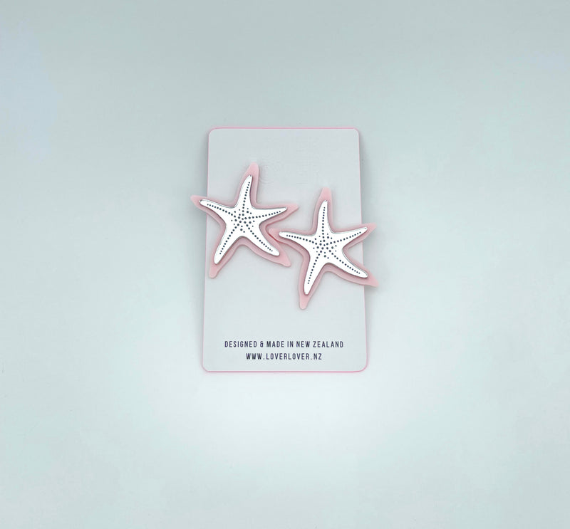 STARFISH STUD LARGE Milkshake-silver
