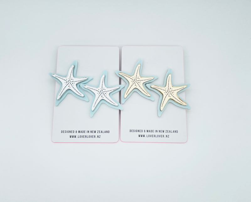 STARFISH STUD LARGE Milkshake-silver