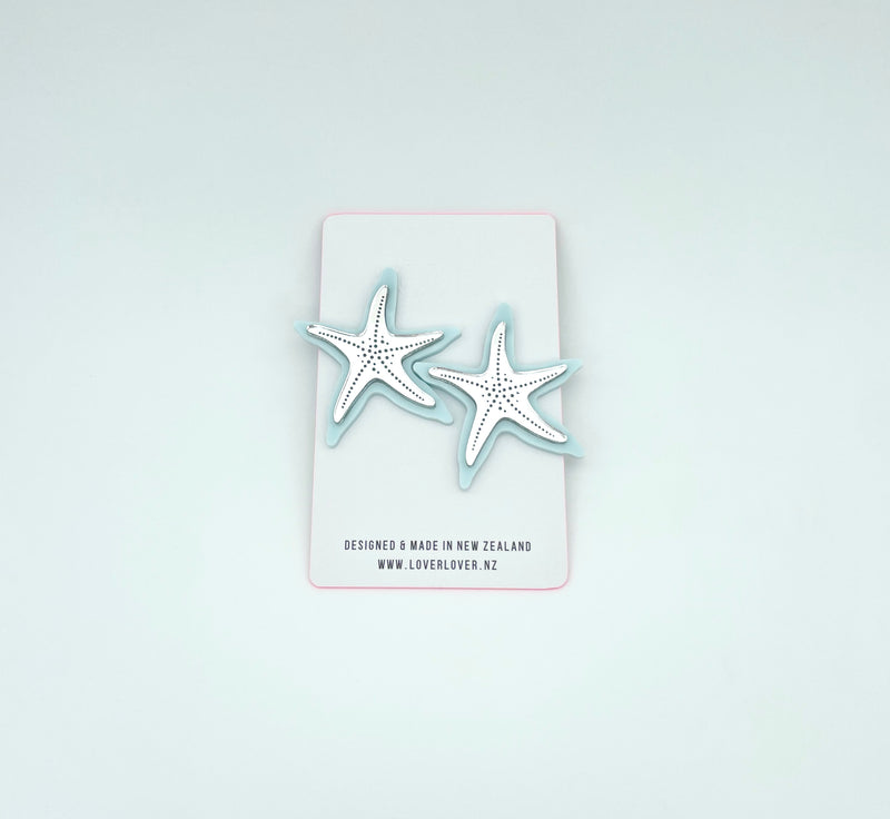 STARFISH STUD LARGE Milkshake-silver