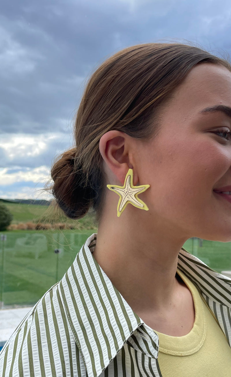 STARFISH STUD LARGE Lemon-silver