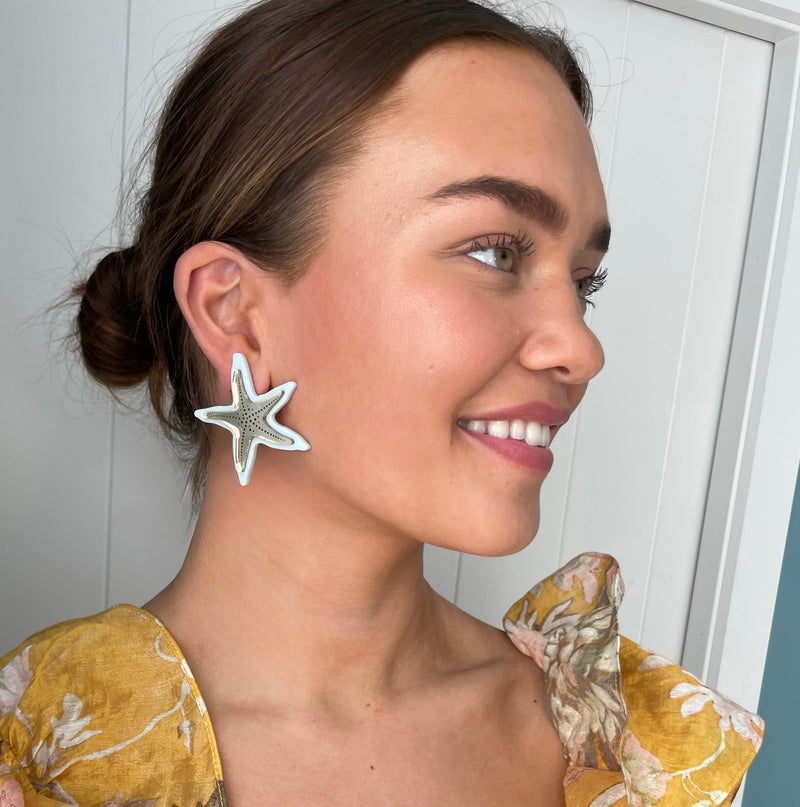 STARFISH STUD LARGE Milkshake-silver