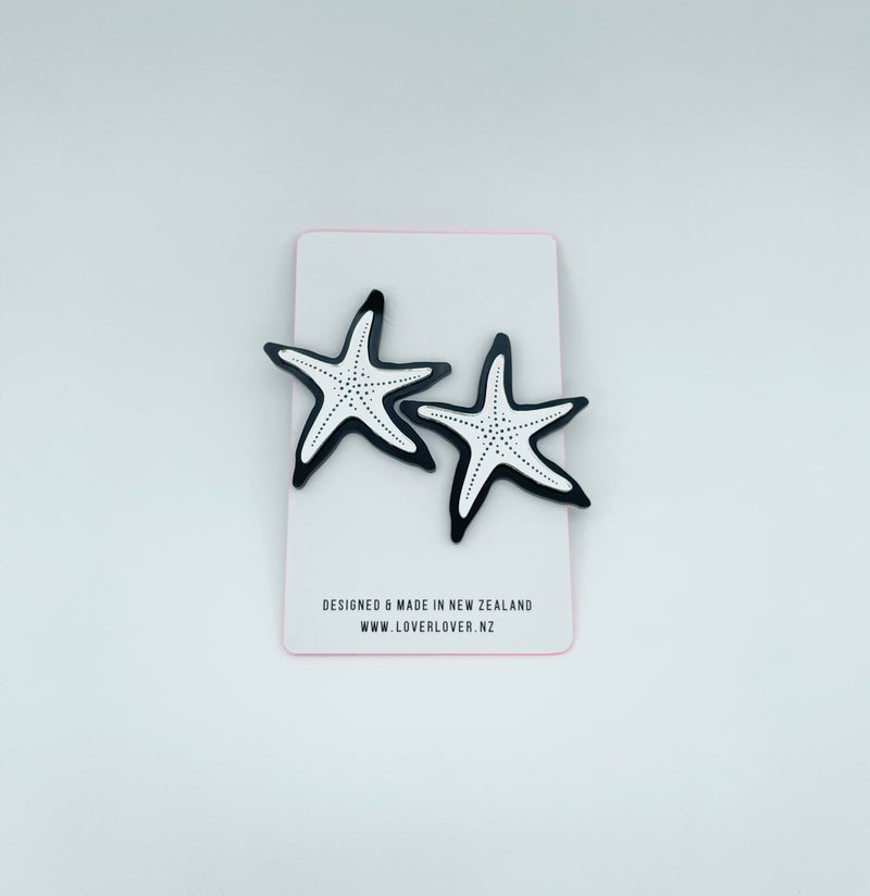 STARFISH STUD LARGE Black-silver
