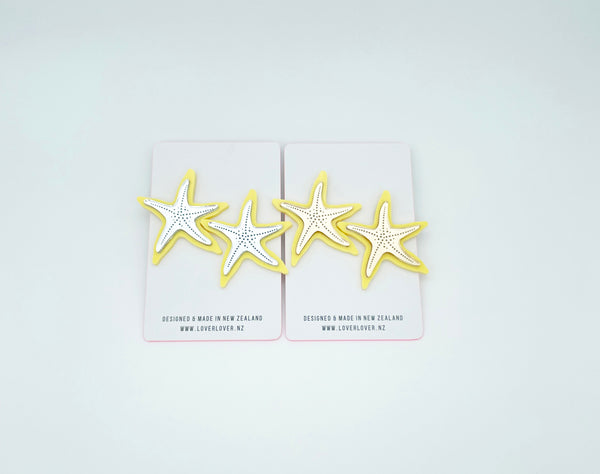 STARFISH STUD LARGE Lemon-silver