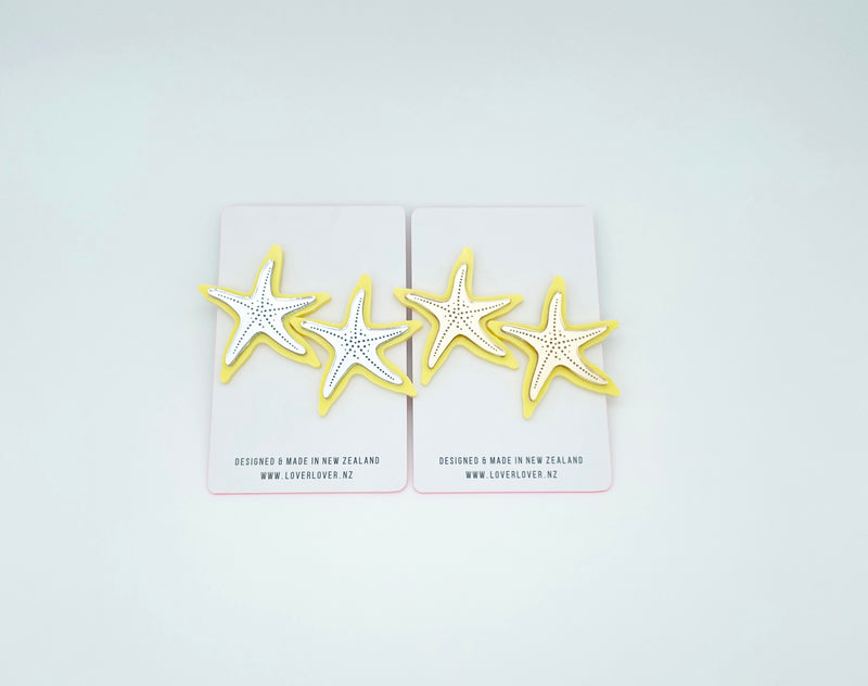 STARFISH STUD LARGE Lemon-silver