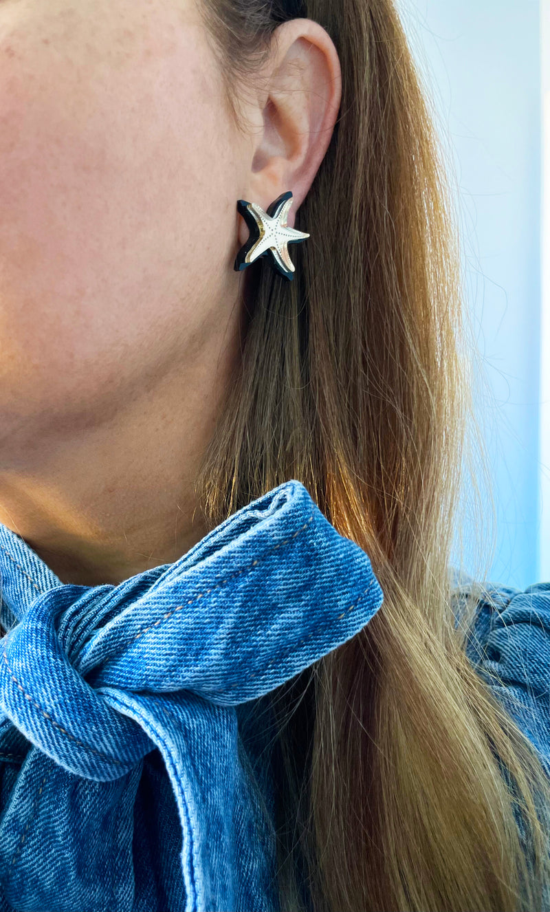 STARFISH STUD - Black-Gold