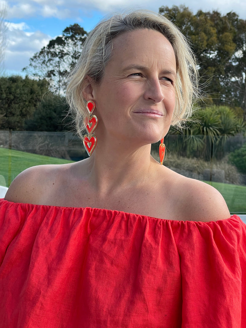Freina Double drop - Scarlet Red - Gold
