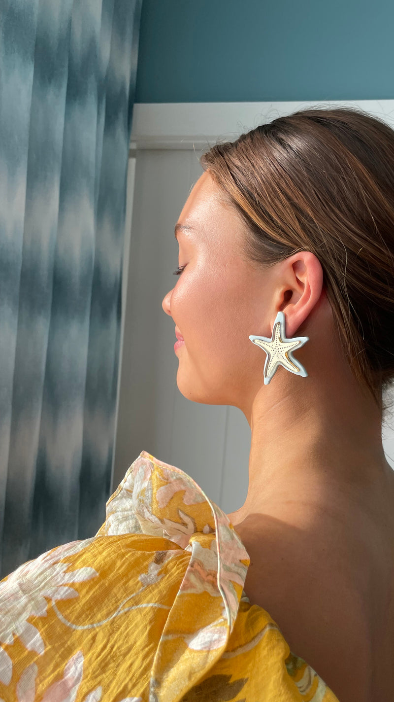 STARFISH STUD LARGE Milkshake-silver