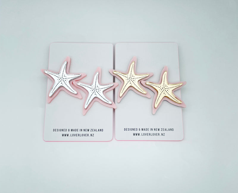 STARFISH STUD LARGE Milkshake-silver