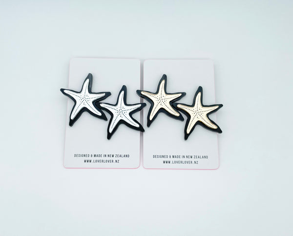 STARFISH STUD LARGE Black-silver