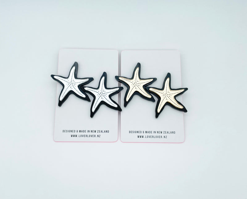 STARFISH STUD LARGE Black-silver