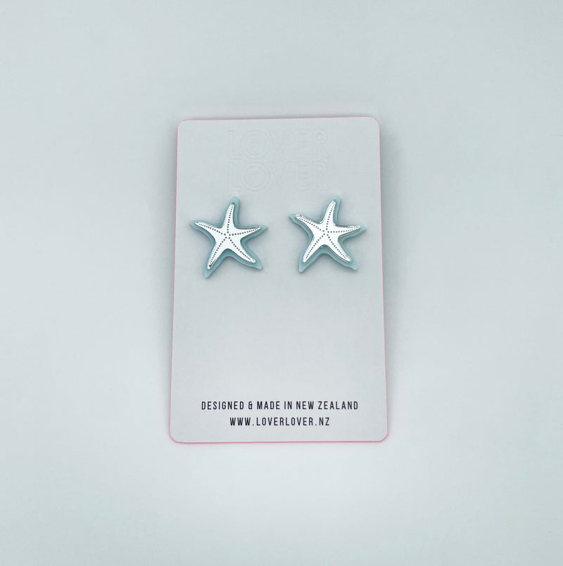 STARFISH STUD Pastel blue-silver