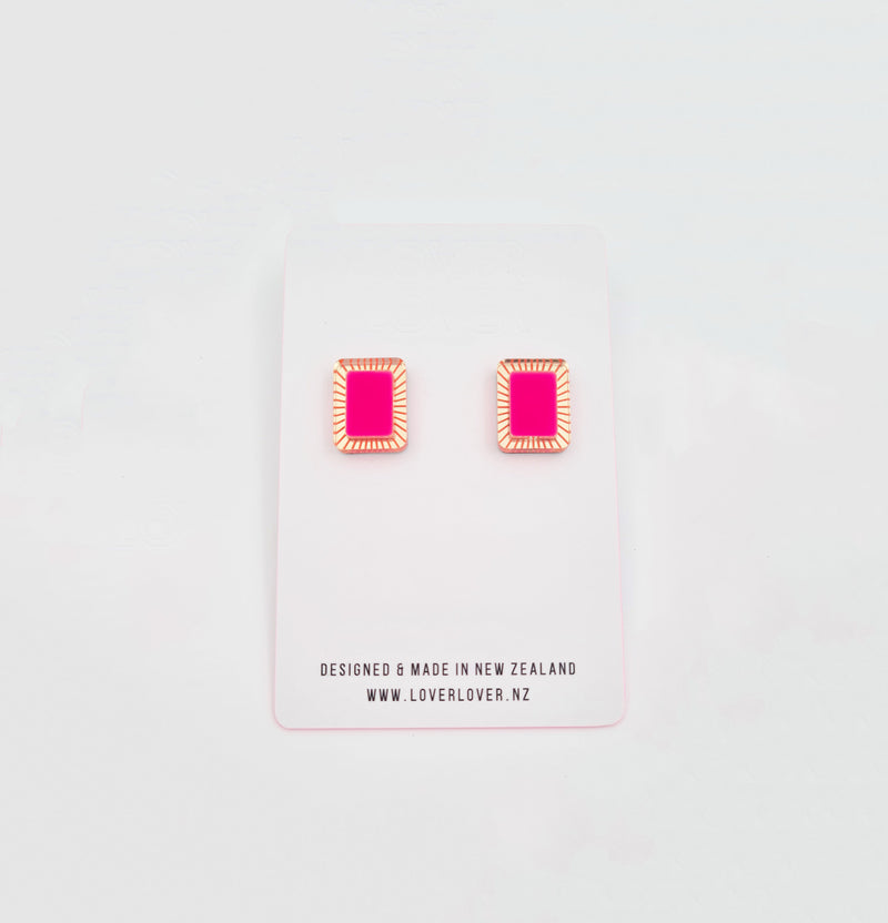 Chrissy Stud Neon Red - Gold